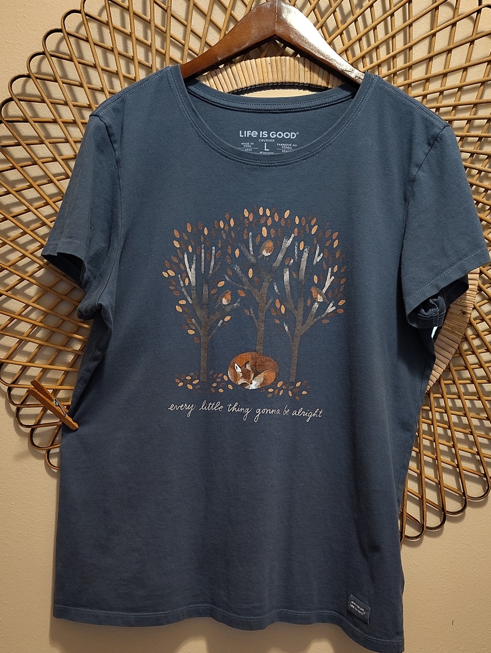 Life Is Good Womens Crusher Tee Size Large Navy Bob Marley Lyrics